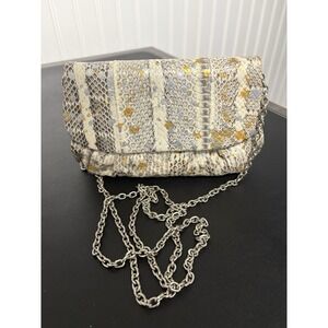 INGE CHRISTOPHER Clutch & Crossbody Purse Gray Snakeskin Chain Strap